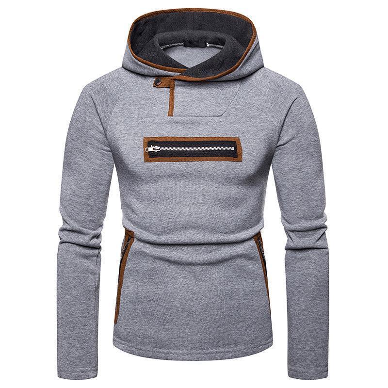 Mens Casual Comfy Stitching Zipper Breathable Slim Warm Hoodies