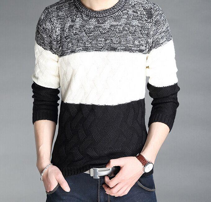 Men's Winter Knitted Twist Casual Striped Pullover