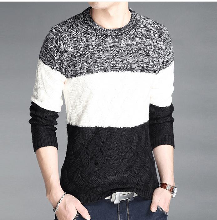 Men's Winter Knitted Twist Casual Striped Pullover