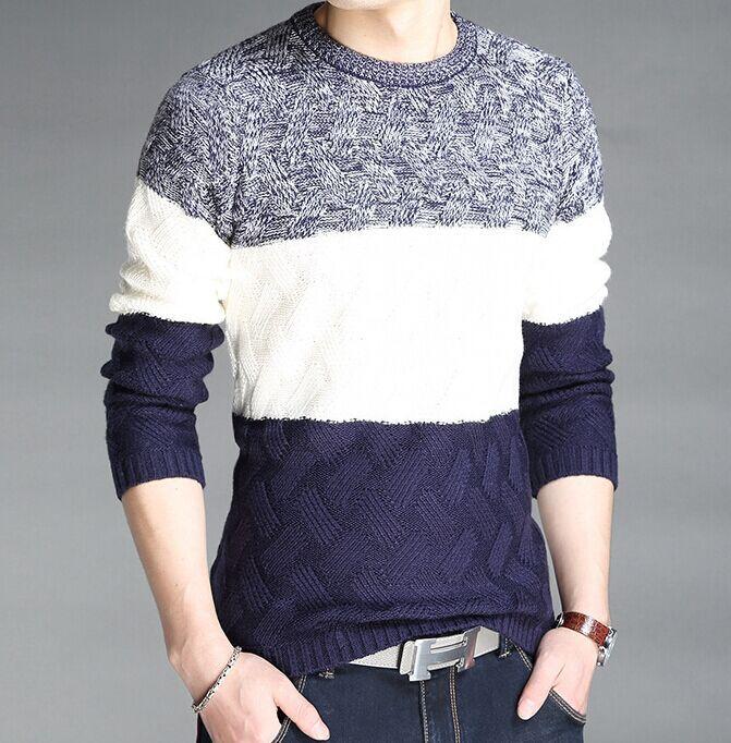 Men's Winter Knitted Twist Casual Striped Pullover