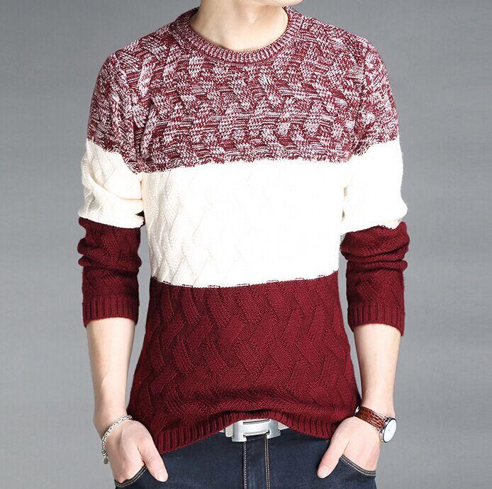 Men's Winter Knitted Twist Casual Striped Pullover