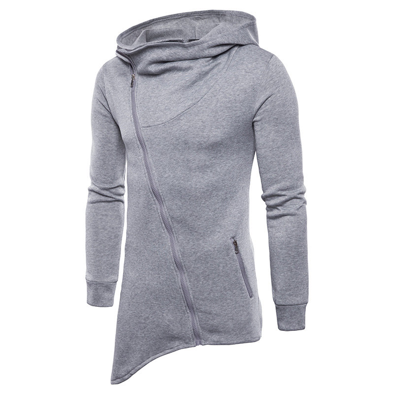 Mens Mid-long Casual Zipper Up Design Hooded Sweatshirts for Men