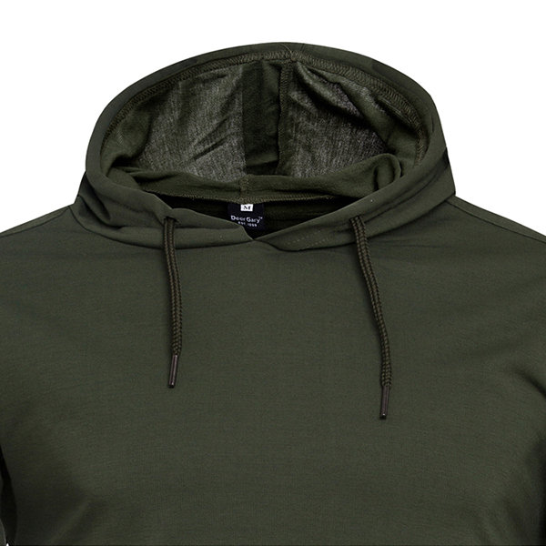 Mens Casual Solid Long Sleeve Hoodie with Hole