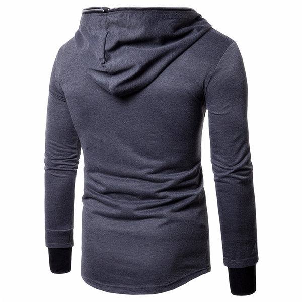 Mens Stylish Diagonal Zipper Design Hooded Casual Regular Fit Thin Cotton Hoodies