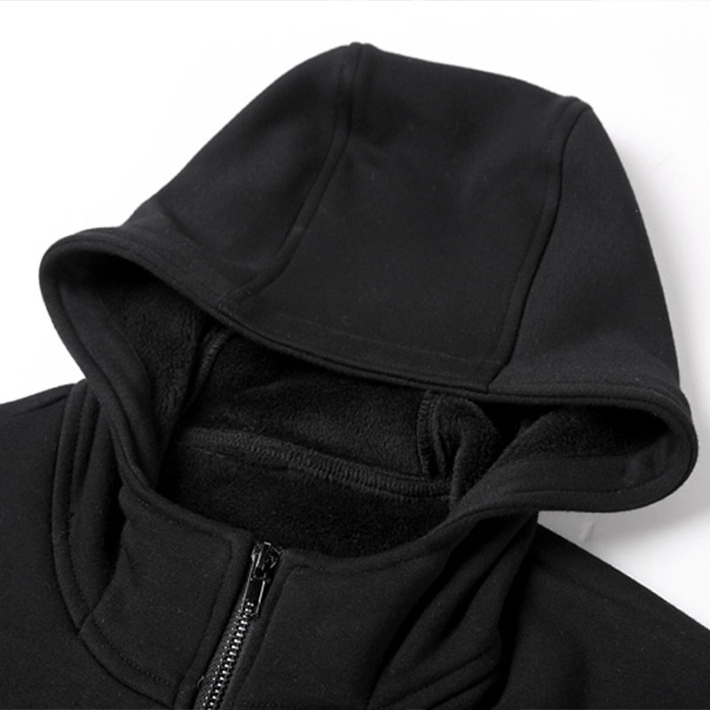 Casual Hoodie Sweatshirt Side Pocket Zip Up Long Sleeve Coat for Men