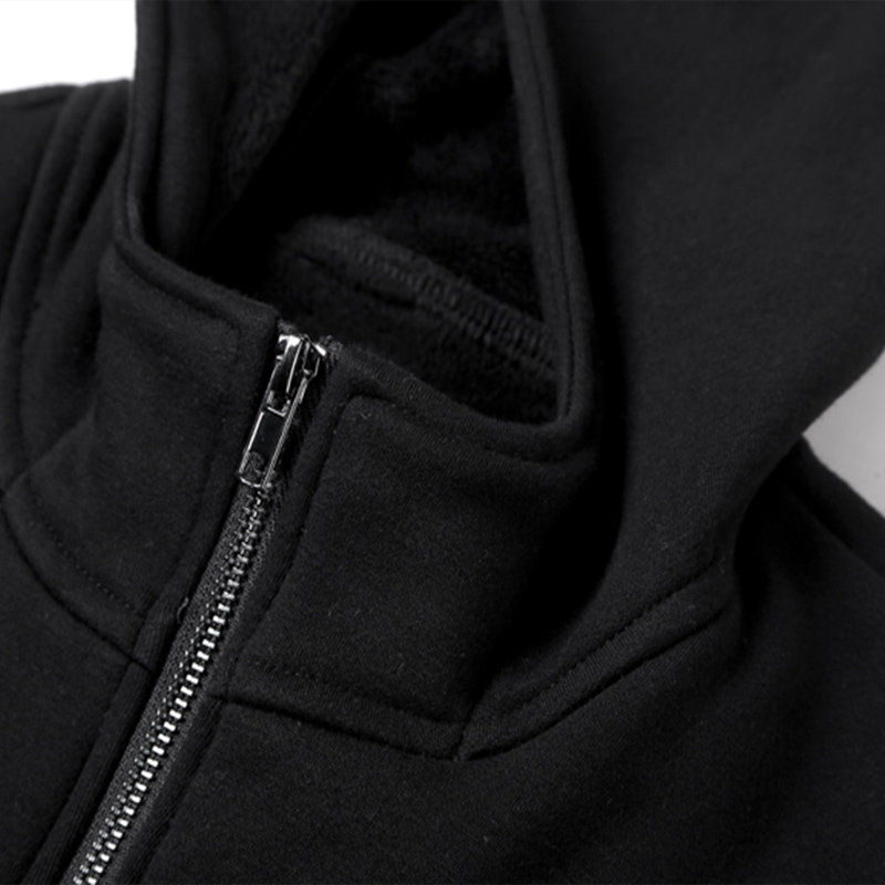 Casual Hoodie Sweatshirt Side Pocket Zip Up Long Sleeve Coat for Men