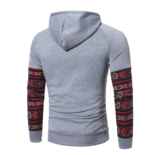 Mens Hooded Folk-custom Totem Printed Long Sleeve Casual Cotton Hoodies