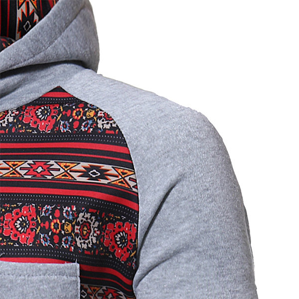 Mens Hooded Folk-custom Totem Printed Long Sleeve Casual Cotton Hoodies