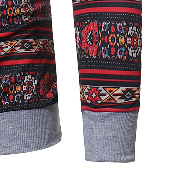 Mens Hooded Folk-custom Totem Printed Long Sleeve Casual Cotton Hoodies