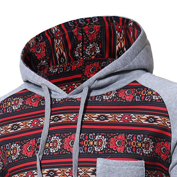 Mens Hooded Folk-custom Totem Printed Long Sleeve Casual Cotton Hoodies