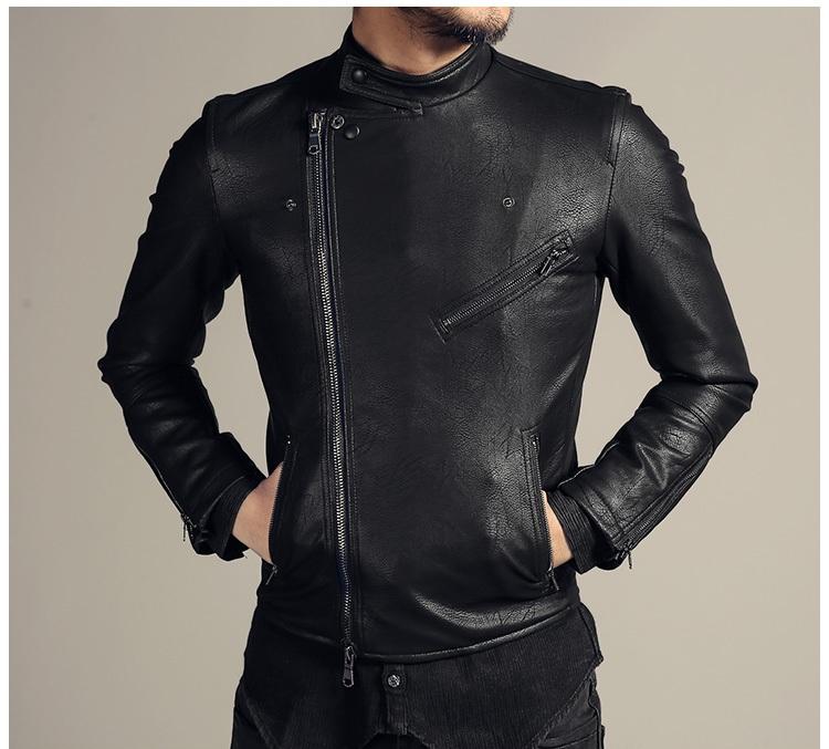 Men's Autumn/Winter Faux Leather Slim Short Motorcycle Jacket