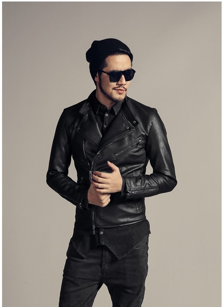 Men's Autumn/Winter Faux Leather Slim Short Motorcycle Jacket