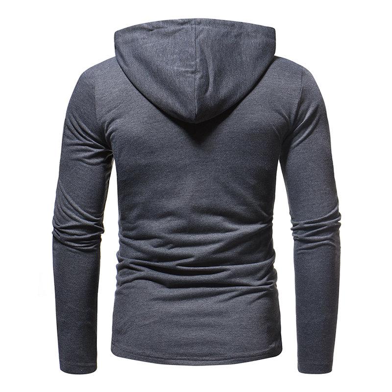 Mens Fashion Sports Solid Color Arm Zipper Decoration Stiching Hoodies