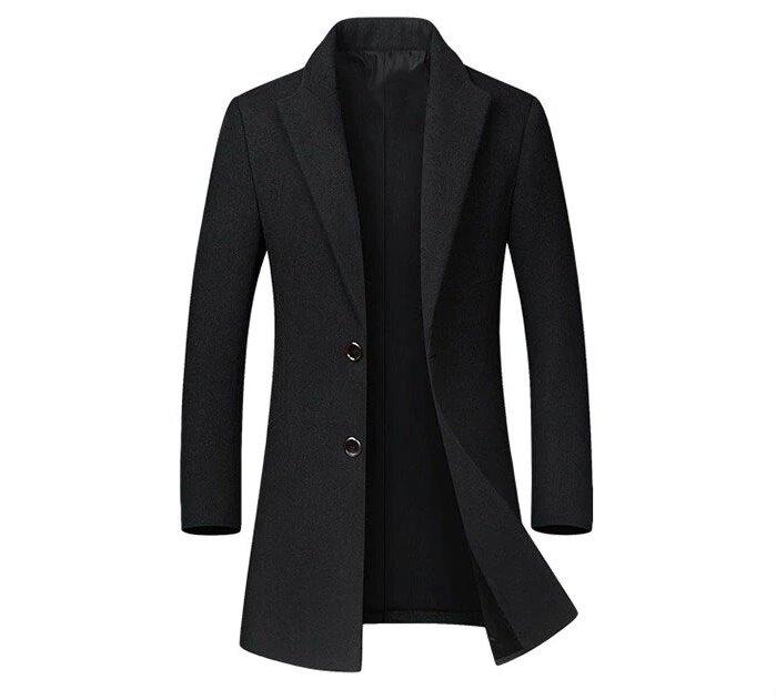 Men\'s Autumn/Winter Woolen Slim Trench Coat With Turn-Down Collar