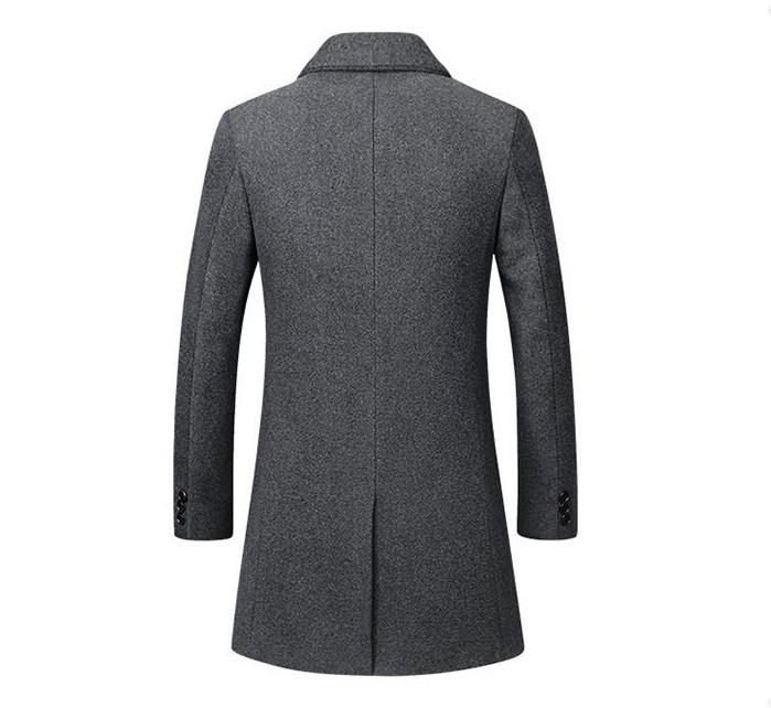 Men's Autumn/Winter Woolen Slim Trench Coat With Turn-Down Collar