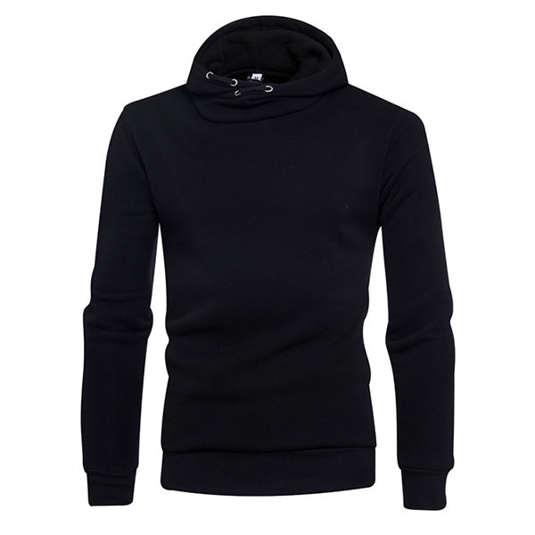 Brief Style Hoodies Warm Hooded Solid Color Regular Fit Sweatshirt for Men