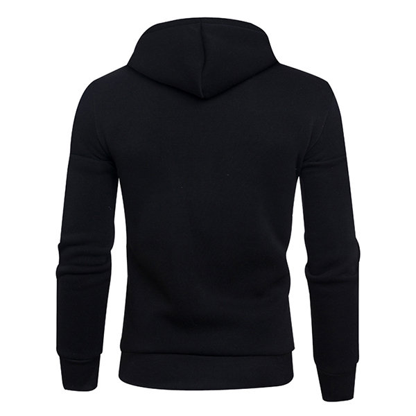 Brief Style Hoodies Warm Hooded Solid Color Regular Fit Sweatshirt for Men