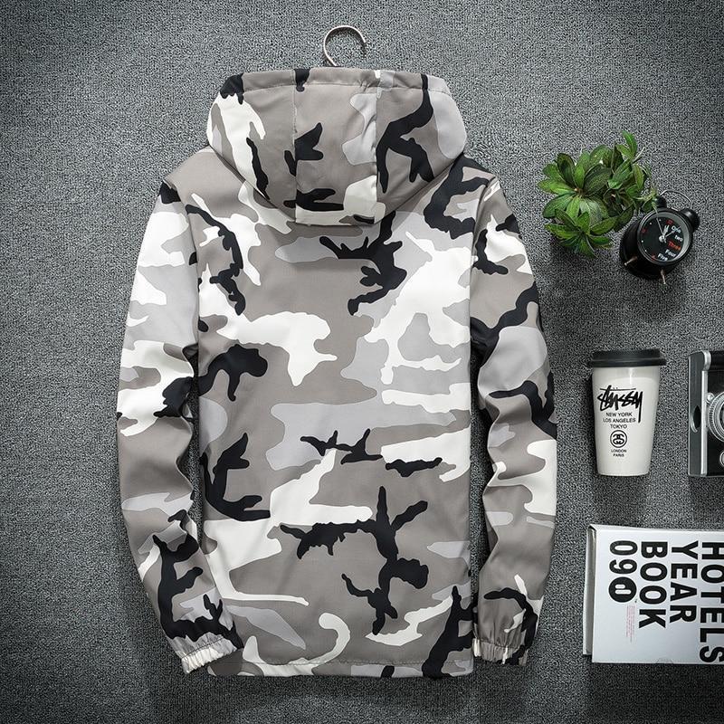 Men's Spring Waterproof Camouflage Hooded Windbreaker