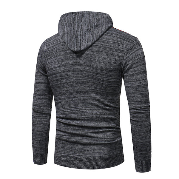 Mens Fashion Hooded Warm Long-Sleeved Pullover Slim Fit Knit Sweater