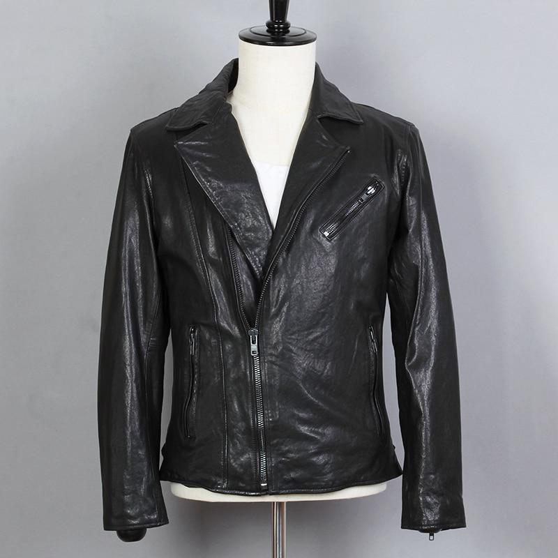 Men's Spring/Autumn Genuine Leather Slim Fit Motorcycle Short Jacket