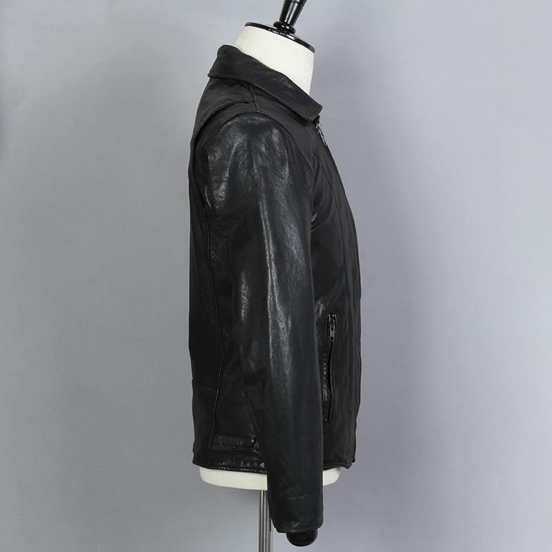 Men's Spring/Autumn Genuine Leather Slim Fit Motorcycle Short Jacket