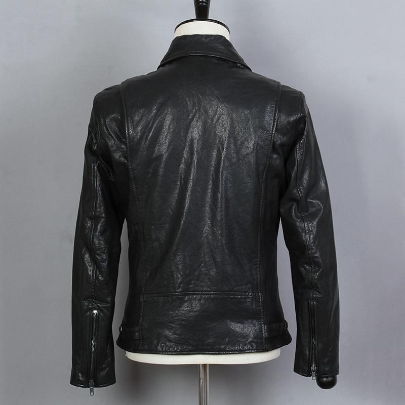 Men's Spring/Autumn Genuine Leather Slim Fit Motorcycle Short Jacket