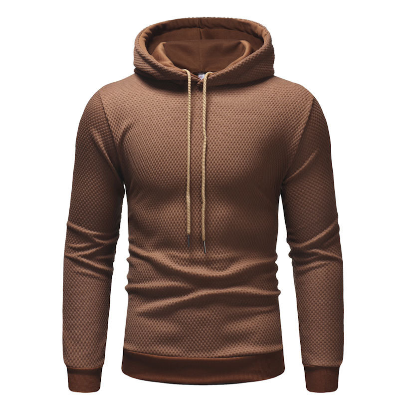 Mens Fall Drawstring Hooded Hoodie Warm Solid Color Long-sleeve Slim Fit Sweatshirt