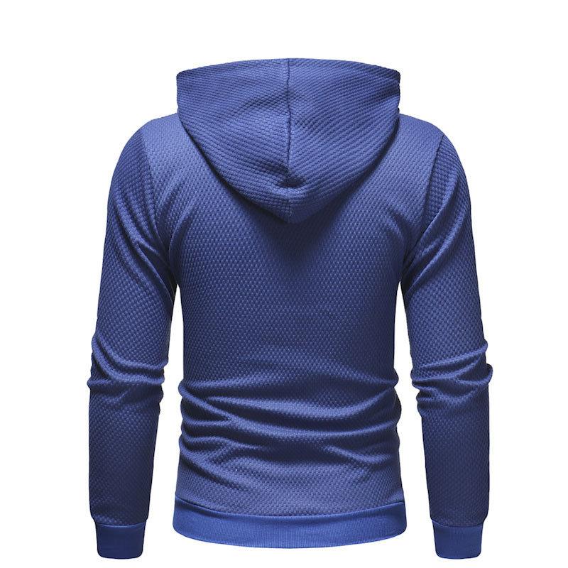 Mens Fall Drawstring Hooded Hoodie Warm Solid Color Long-sleeve Slim Fit Sweatshirt