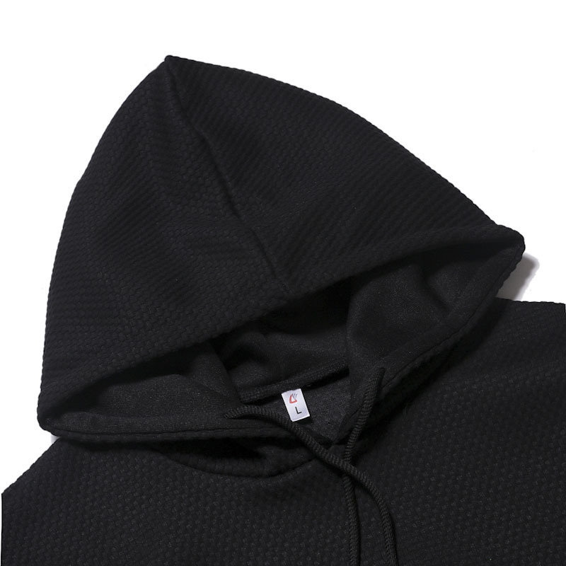 Mens Fall Drawstring Hooded Hoodie Warm Solid Color Long-sleeve Slim Fit Sweatshirt