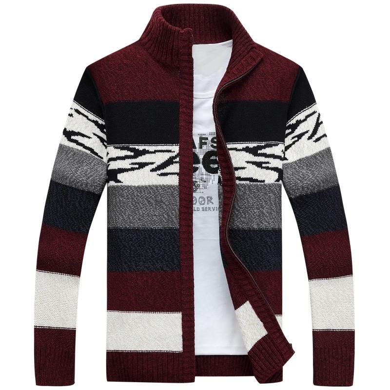 Men's Winter Wool Knitted Cardigan With Zipper | Men's Clothing