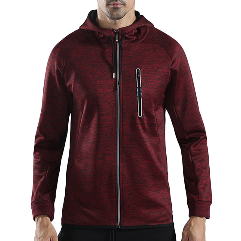 Slim Fit Hooded Solid Color Sport Long Sleeve Drawstring Casual Zipper Hoodies for Men