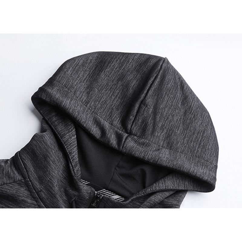 Slim Fit Hooded Solid Color Sport Long Sleeve Drawstring Casual Zipper Hoodies for Men