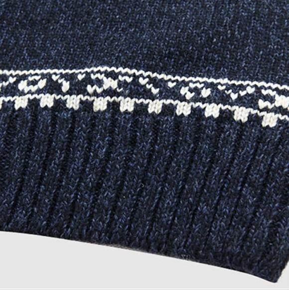 Men's Autumn/Winter Knitted Slim Fit Zipped Sweater With Snow Design