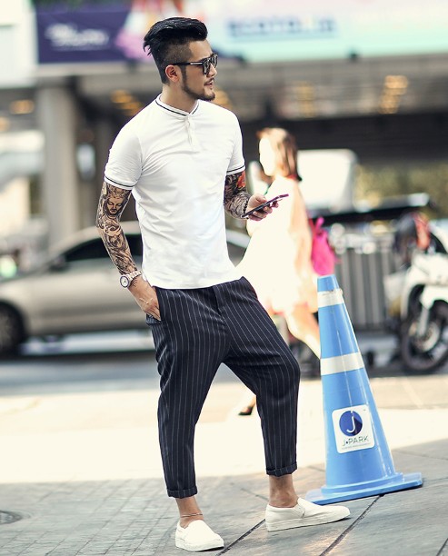 Men's Spring Loose Striped Casual Pants