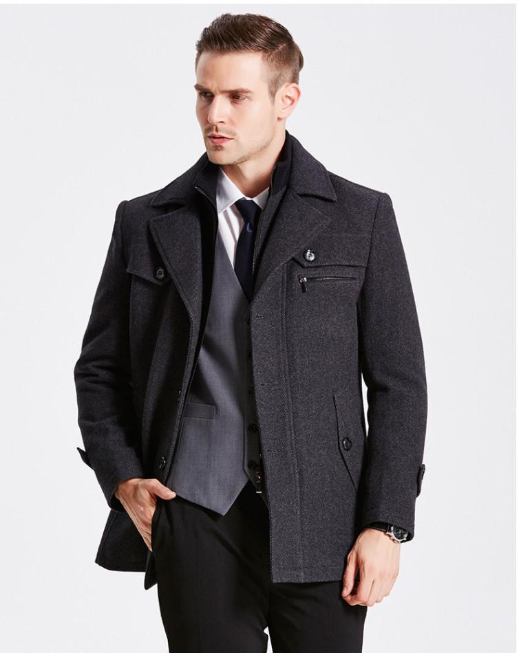 Men's Autumn/Winter Casual Warm Woolen Slim Fit Coat