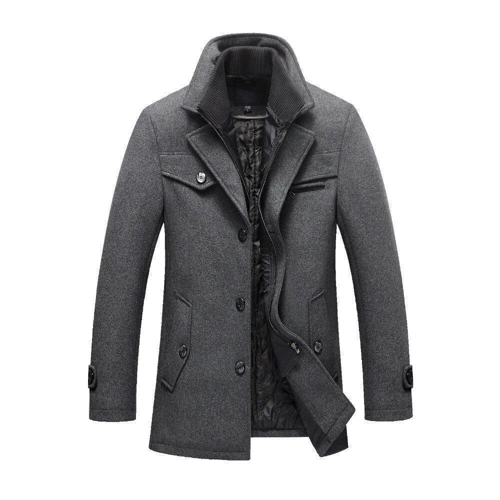 Men's Autumn/Winter Casual Warm Woolen Slim Fit Coat