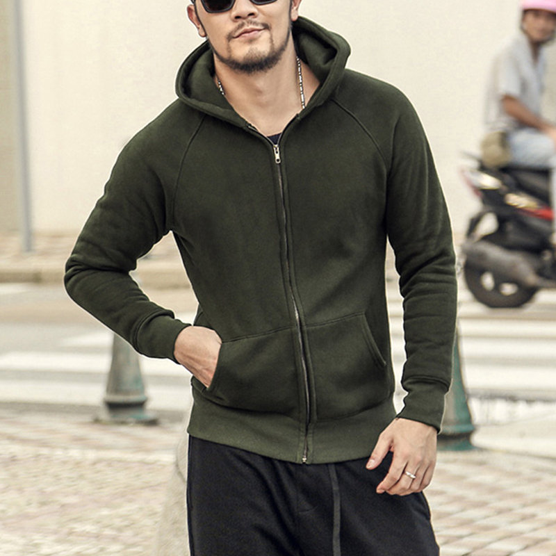 Mens Casual Hoodie Sweatshirt Zip Up Long Sleeve Outerwear