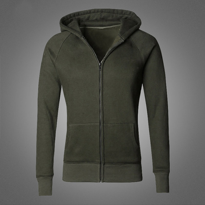 Mens Casual Hoodie Sweatshirt Zip Up Long Sleeve Outerwear