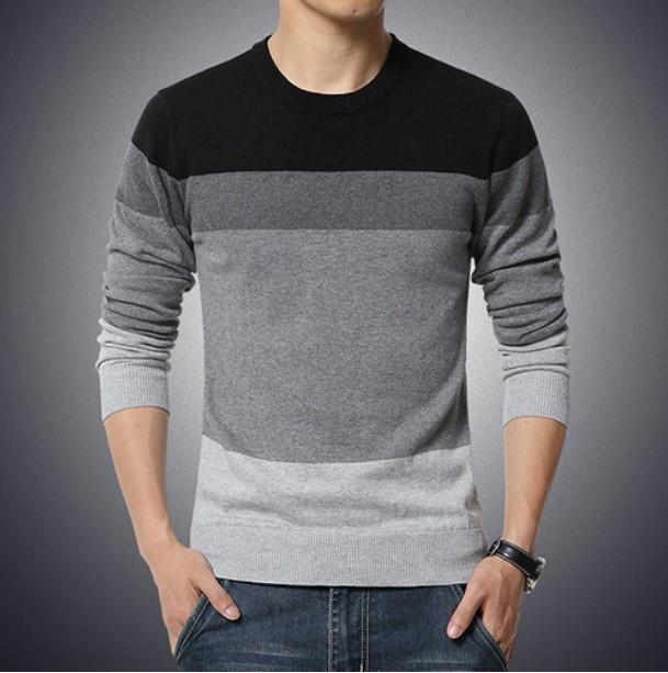 Men's Autumn Casual Striped Slim Fit Pullover