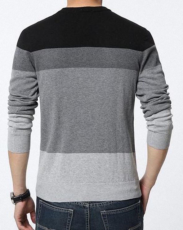 Men's Autumn Casual Striped Slim Fit Pullover