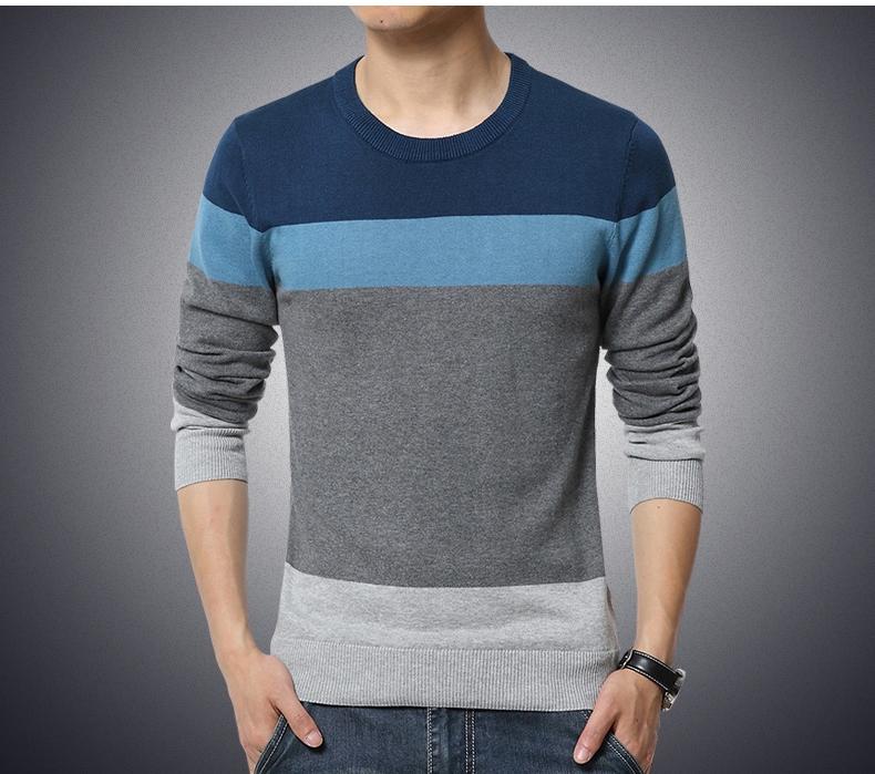 Men's Autumn Casual Striped Slim Fit Pullover